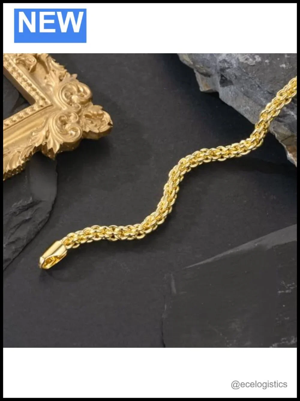14K Gold Plated Rope Chain Bracelet for Women Men Non-Tarnish Lobster Clasp